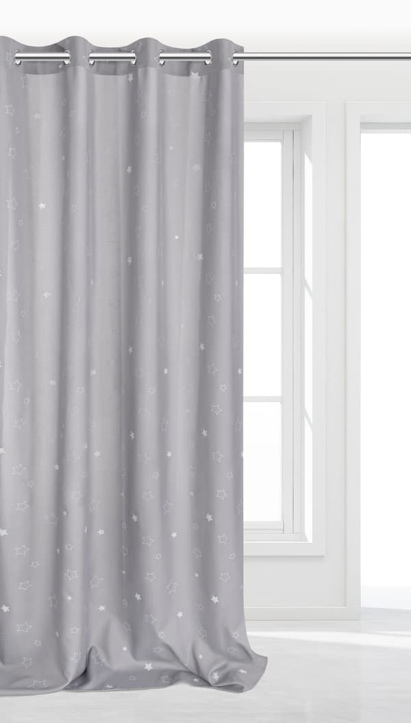 Färdig gardin med Galaxy 140x250 öljetter, glödande i mörkret