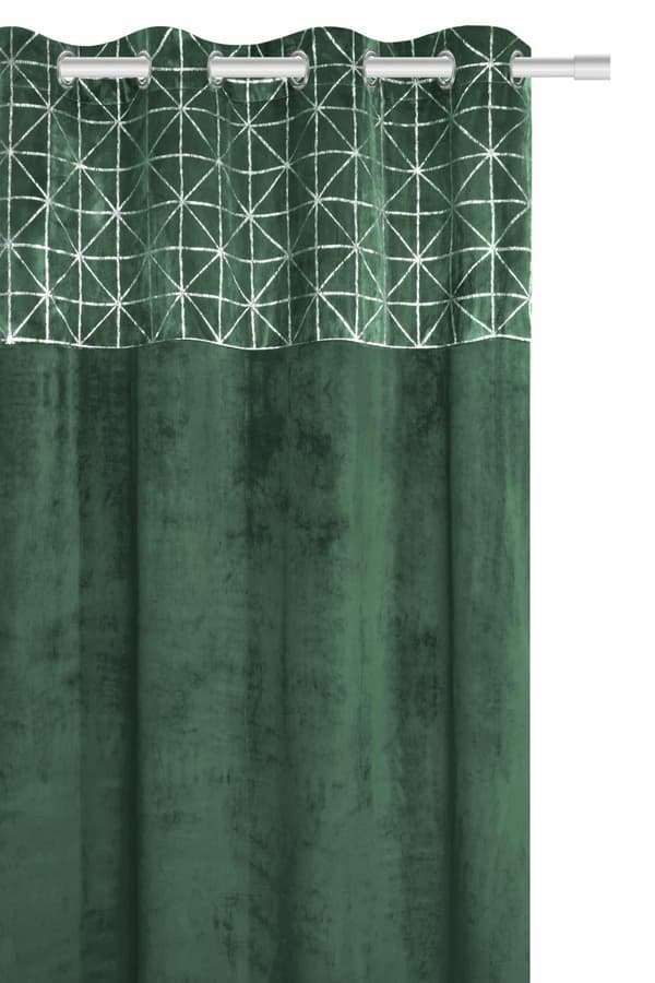 Färdig gardin med öljetter GLOSSY 140x250 sammet semi-blackout flaska grön