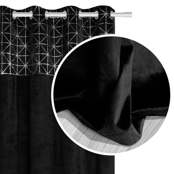 Valmis verho silmukoilla KIILTÄVÄ 140x250 sametti puolipimennysmusta