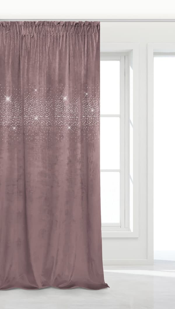 Färdig gardin på tejp Blank 140x270 sammet med kristallpulver