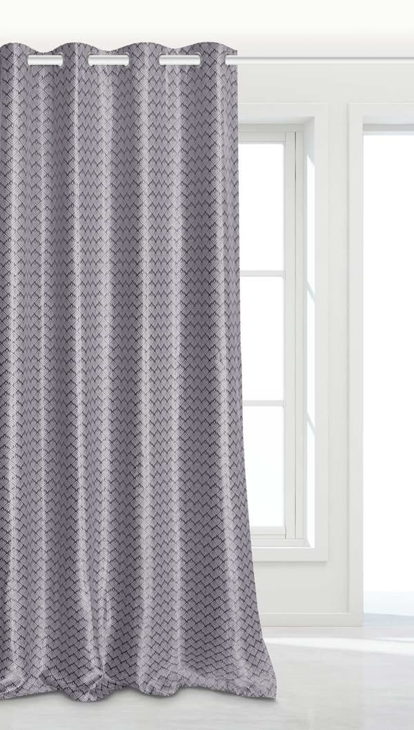 Færdiglavet gardin med øjer HÅRDT 140x250 mørklægningsjacquard sølv
