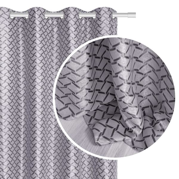 Færdiglavet gardin med øjer HÅRDT 140x250 mørklægningsjacquard sølv