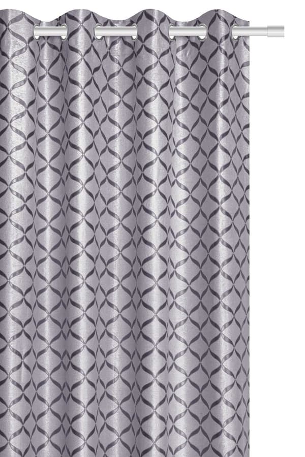 Färdiggjord gardin med öljetter FALA 140x250 mörkläggning jacquard silver