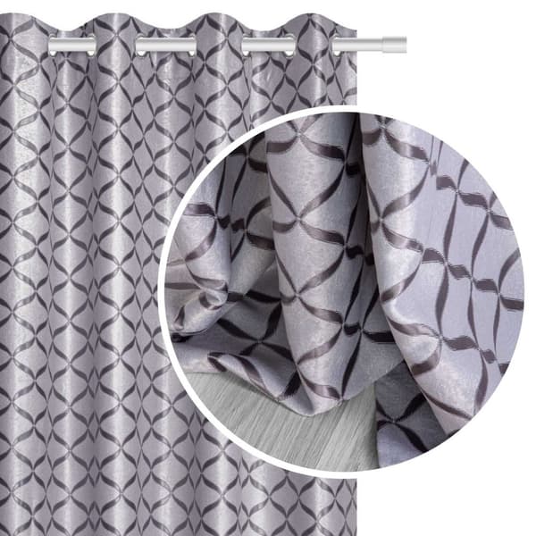Färdiggjord gardin med öljetter FALA 140x250 mörkläggning jacquard silver