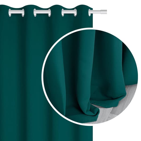 Valmis verho silmukoilla HOLD 140x250 pimennys tumma turkoosi
