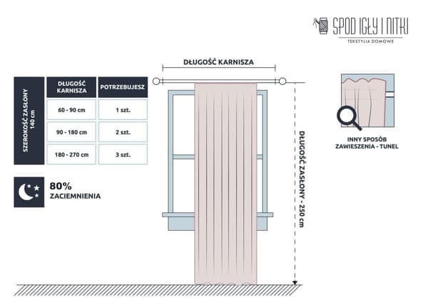Färdig gardin på tejp HOLD 140x270 mörkläggningsgrafit