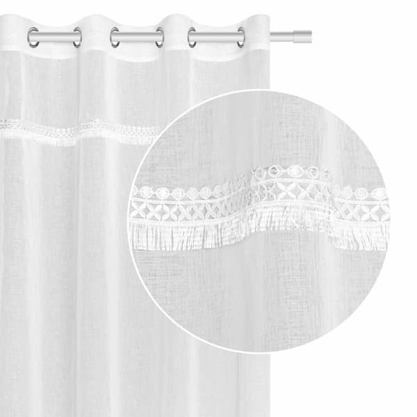 Valmis verho silmukoilla BOHO 140x250 valkoinen pitsillä