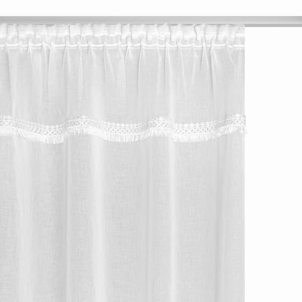 Valmis verho BOHO-nauhalle 140x270 valkoinen pitsillä