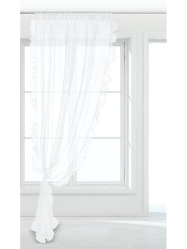 Färdig gardin på tejp RUFFY 140x250 vit med volang