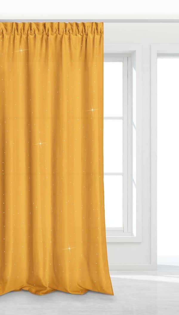 Valmis verho teipillä CRYSTAL 140x250 sinappia kristallilla