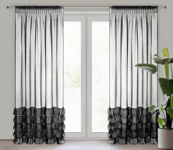 Färdig gardin på tejp DANI 140x270 Eurofirany svart