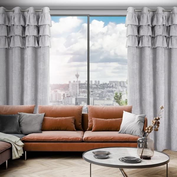Färdig gardin med öljetter AGIS 140x250 Eurofirany silver mohair volanger