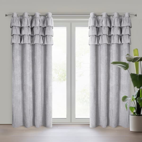 Färdig gardin med öljetter AGIS 140x250 Eurofirany silver mohair volanger
