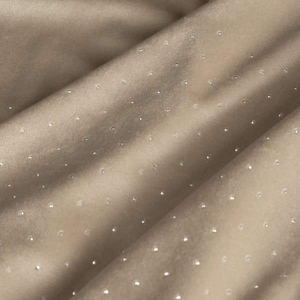 Færdiglavet gardin med øjer ARIADNA 140x250 Eurofirany beige fløjl dekoreret med rhinestones