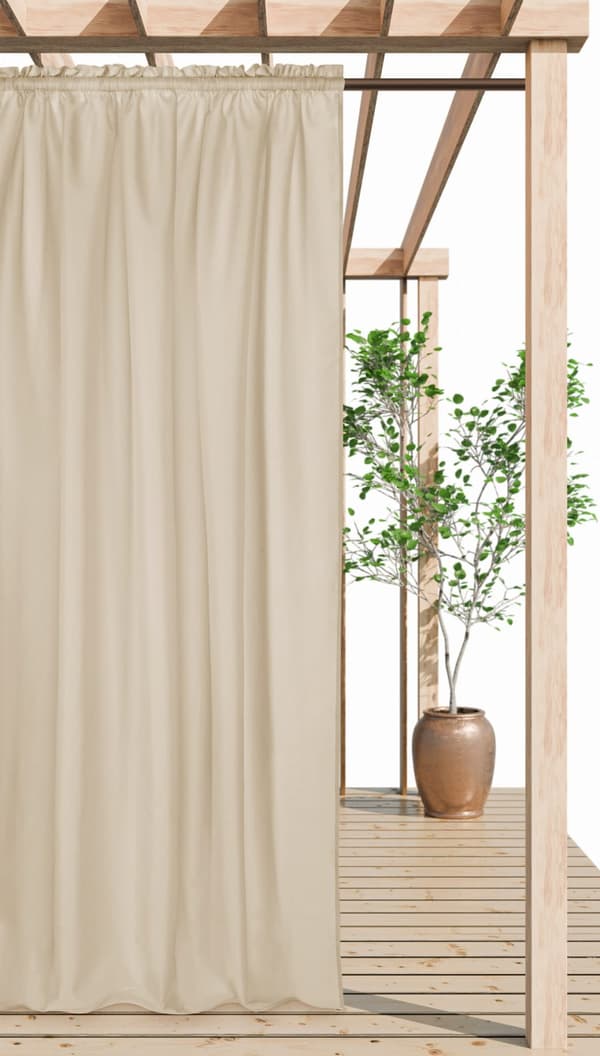Färdig vattentät gardin på tejp 140x250 GAIA terrass ljus beige