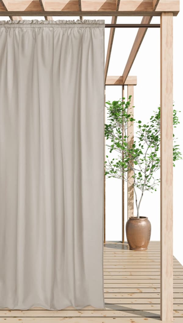 Färdig gardin på tejp vattentät 140x250 GAIA terrass taupe