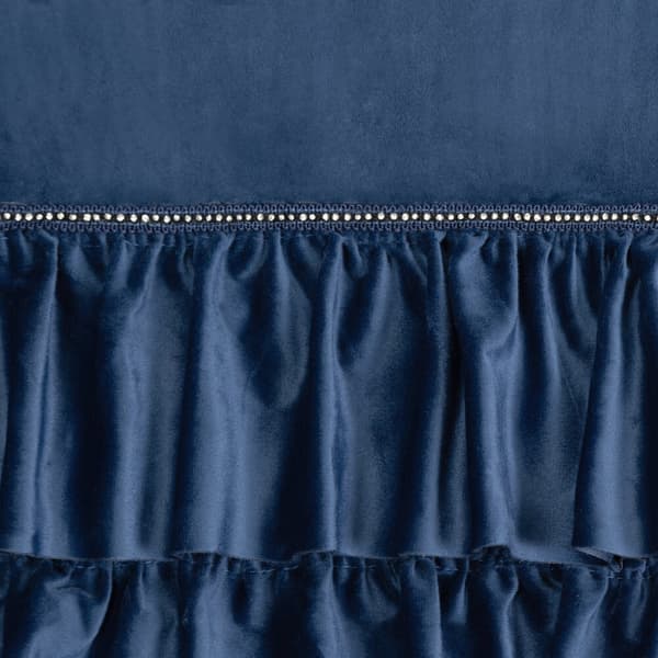Valmis verho silmukoilla CARLI 140x250 Eurofirany sametti laivastonsiniset röyhelöt zirkonit