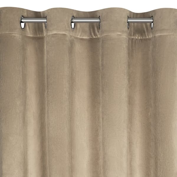 Færdiglavet gardin med øjer CARLI 140x250 Eurofirany fløjl mørk beige flæser zirkoner