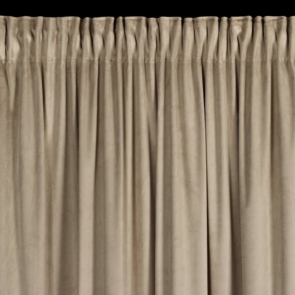 Valmis verho teipillä CARLI 140x270 Eurofirany sametti tumma beige röyhelöt strassit