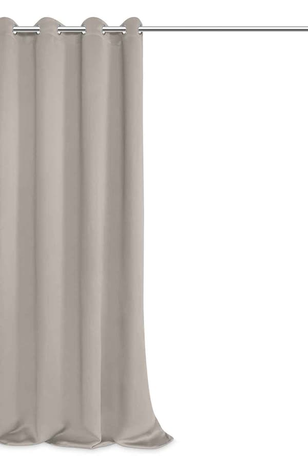 Færdiglavet gardin med øjer HOLD 140x250 mørklægning mørk beige