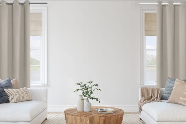 Færdiglavet gardin med øjer HOLD 140x250 mørklægning mørk beige