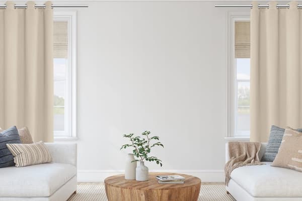 Färdig gardin med öljetter HOLD 140x250 mörkläggning ljus beige