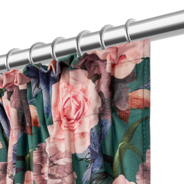 Færdiglavet gardin på tape Rose Mørke 140x270 fløjlsgrønne roser