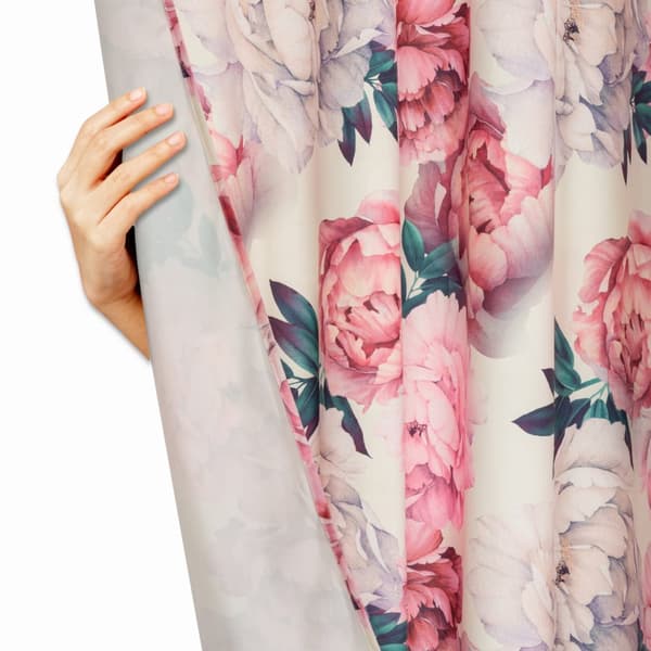 Färdiggjord gardin med öljetter Peony Light 140x250 sammetsblommor pioner