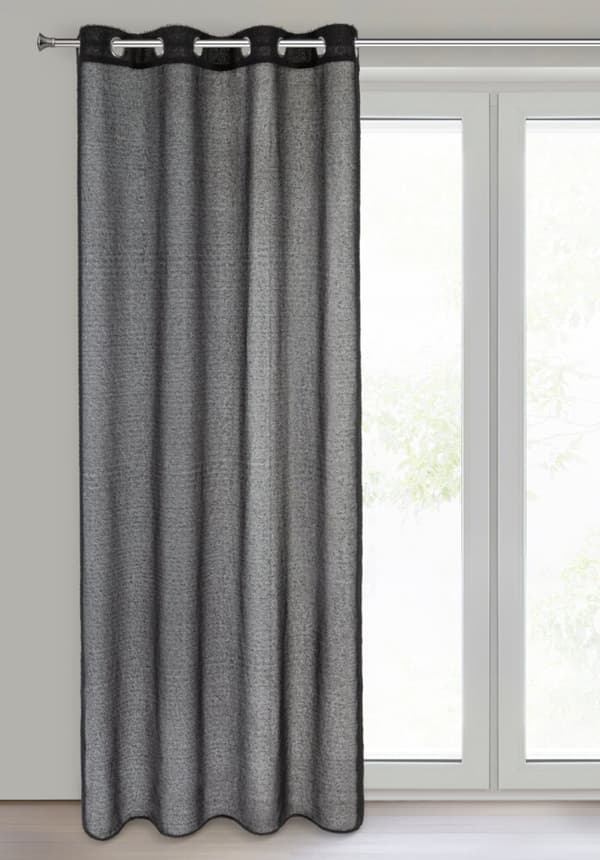 Færdiglavet gardin med øjer AGIS 140x250 Eurofirany sort med fluffy luv
