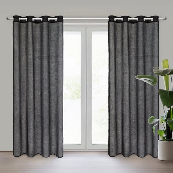 Færdiglavet gardin med øjer AGIS 140x250 Eurofirany sort med fluffy luv