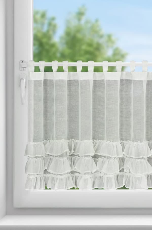 Färdig gardin med hängslen LILIAN 150x70 Eurofirany vit