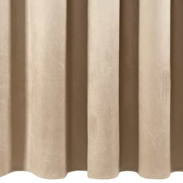 Färdig gardin på tejp AURA 140x270 Eurofirany mörkbeige sammetsvolanger