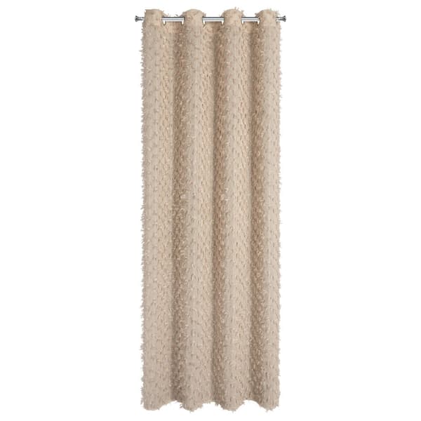 Færdiglavet gardin med øjer AURELIA 135x250 Eva Minge Eurofirany beige chiffon pomponer