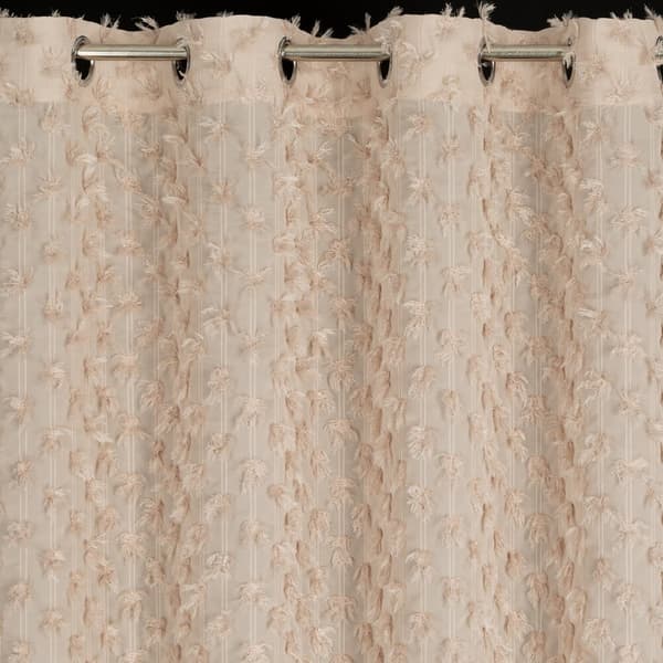 Færdiglavet gardin med øjer AURELIA 135x250 Eva Minge Eurofirany beige chiffon pomponer