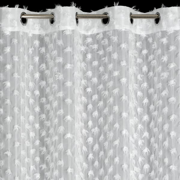 Færdiglavet gardin med øjer AURELIA 135x250 Eva Minge Eurofirany hvide chiffon pomponer