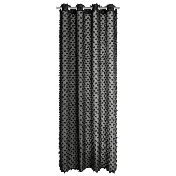 Færdiglavet gardin med øjer AURELIA 135x250 Eva Minge Eurofirany sorte chiffon pomponer