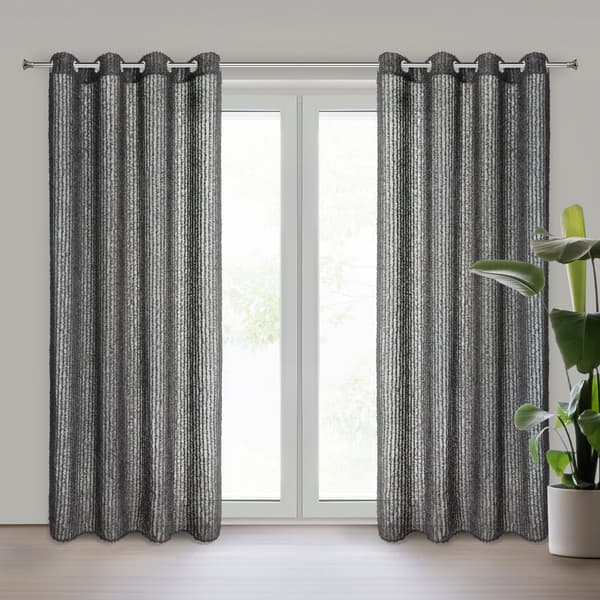 Valmiit verhot silmukoilla SELMA 135x250 Eva Minge Eurofirany musta sifonki mohair levitysraidat
