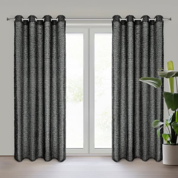 Færdiglavet gardin med øjer TIFFANY 135x250 Eva Minge sort chiffon mohair trådflæser