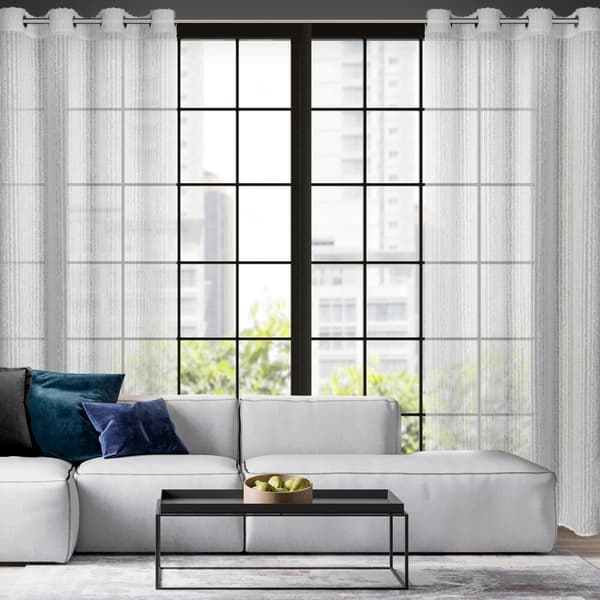Færdiglavet gardin med øjer SELMA 135x250 Eva Minge Eurofirany hvid chiffon mohair påføringsstriber