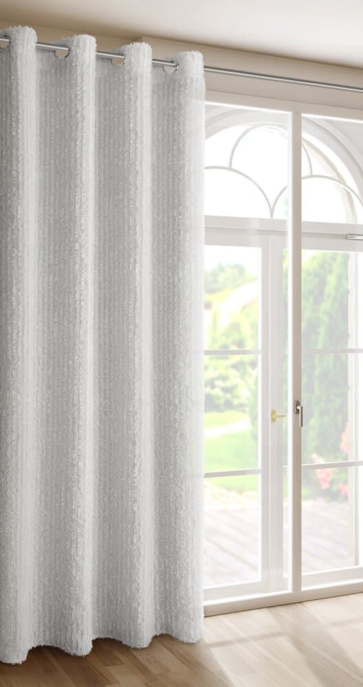 Færdiglavet gardin med øjer SELMA 135x250 Eva Minge Eurofirany hvid chiffon mohair påføringsstriber