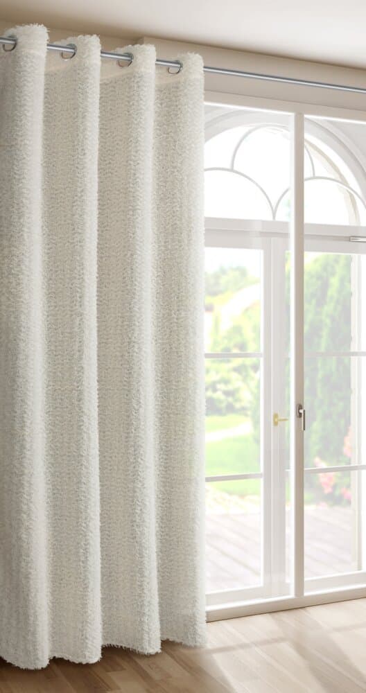 Færdiglavet gardin med øjer TIFFANY 135x250 Eva Minge creme chiffon mohair trådflæser