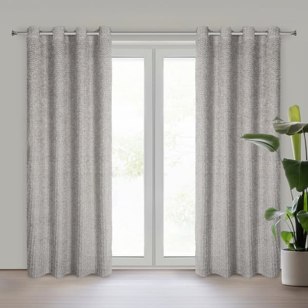 Færdiglavet gardin med øjer TIFFANY 135x250 Eva Minge sølv chiffon mohair trådflæser