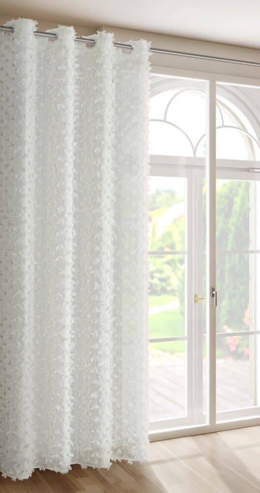 Färdig gardin med öljetter AURELIA 135x250 Eva Minge Eurofirany grädde chiffongpomponger