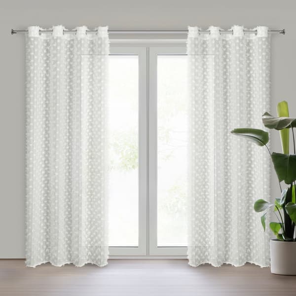 Färdig gardin med öljetter AURELIA 135x250 Eva Minge Eurofirany grädde chiffongpomponger