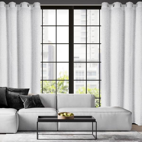 Færdiglavet gardin med øjer TIFFANY 135x250 Eva Minge hvid chiffon mohair trådflæser