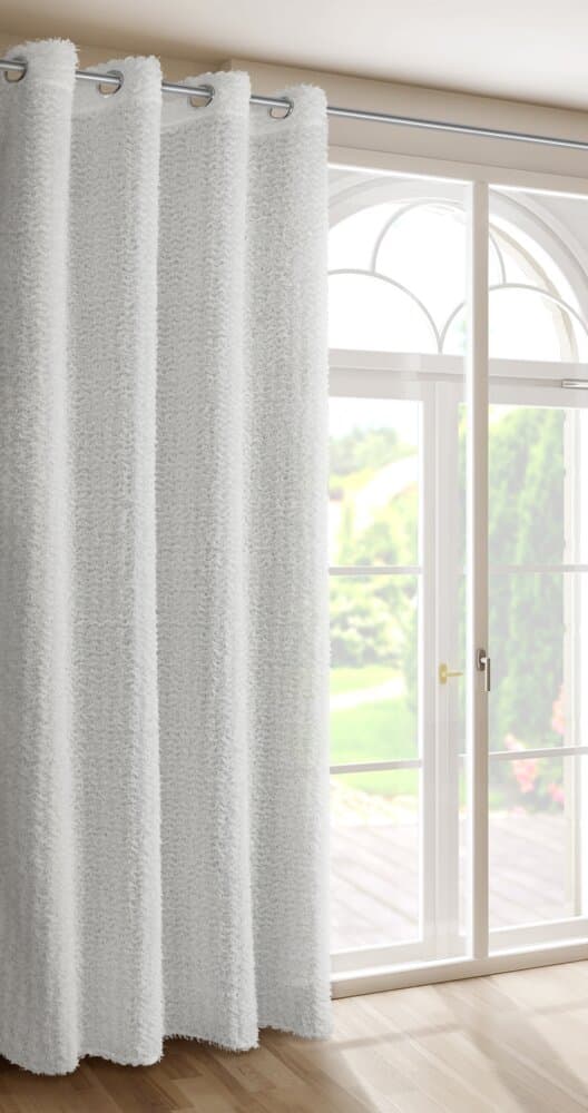 Færdiglavet gardin med øjer TIFFANY 135x250 Eva Minge hvid chiffon mohair trådflæser