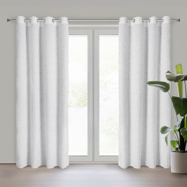 Færdiglavet gardin med øjer TIFFANY 135x250 Eva Minge hvid chiffon mohair trådflæser