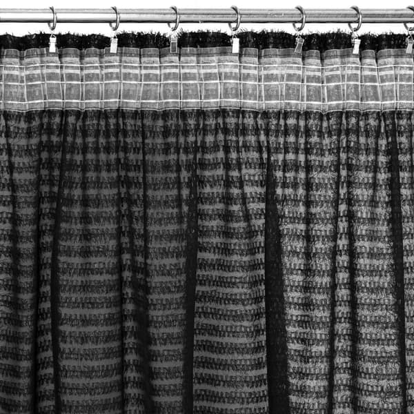 Færdiglavet gardin på tape REINA 135x270 Eva Minge Eurofirany sort chiffon mohair stribet applikation