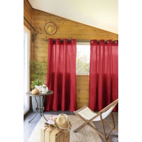 Set med 2 inredningsgardiner "Kala" i bomull 140 x 260 cm Effekten av fjäril - Kala Körsbär - 2 paneler 140 x 240 cm - Kala Körsbär