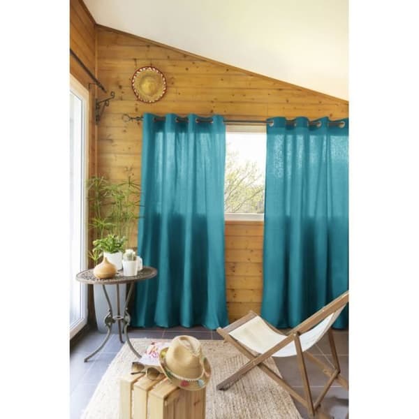 Set med 2 "Kala" inredningsgardiner i bomull 140 x 260 cm Effekten av fjärilen - Kala påfågel - 2 paneler 140 x 240 cm - Kala påfågel
